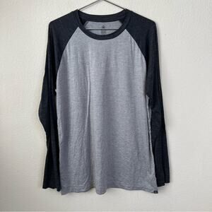 Gaiam raglan baseball tee T-shirt top light dark heather gray long sleeve